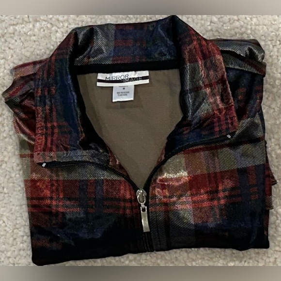 MIRROR IMAGE Plaid Velour Full Zip Jacket Women’s Medium - Picture 11 of 15